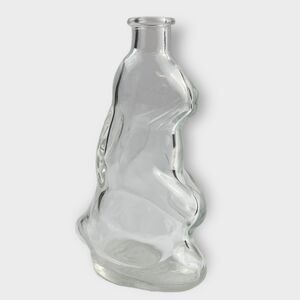 VTG Depose Kefla Art Glass Bottle Bunny Rabbit Shape Clear Glass 6" Propagation